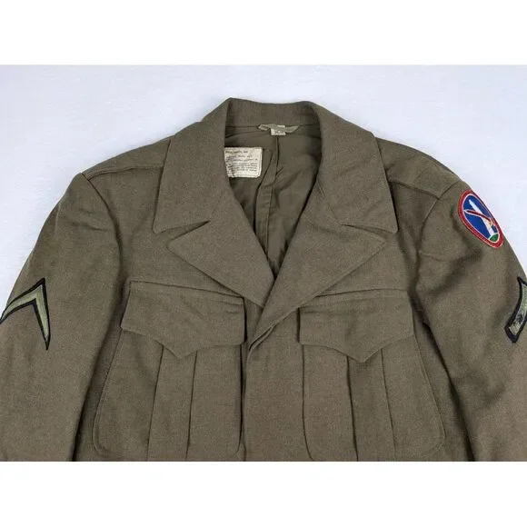 Vtg WWII 1945 Ike‎ Wool Field Jacket 36R Military Army District of Washington